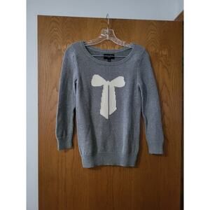 Vintage American Eagle Outfitters Y2K 100% Cotton Grey White Bow Sweater GUC S